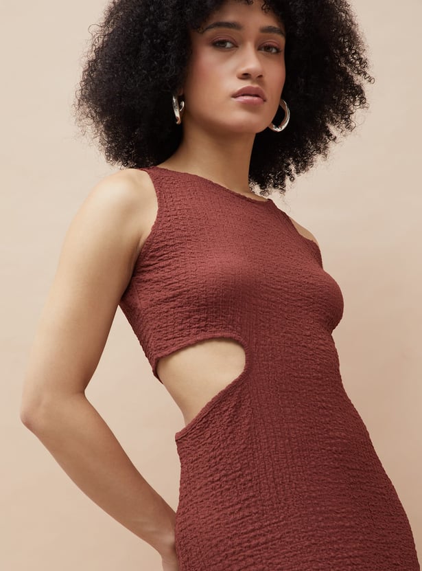 GINGER Textured Cut-Out Bodycon Dress