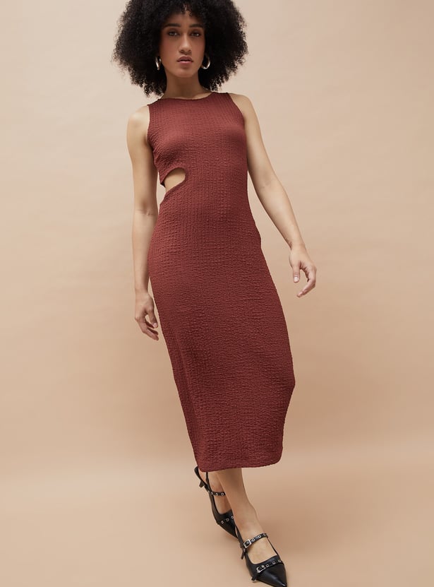 GINGER Textured Cut-Out Bodycon Dress