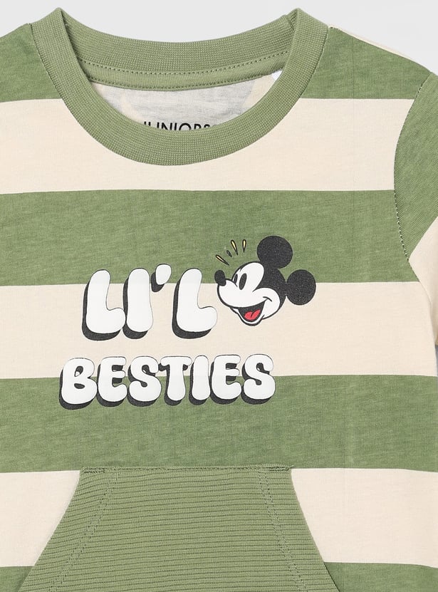 JUNIORS Boys Mickey & Goofy T-shirt with Kangaroo Pocket