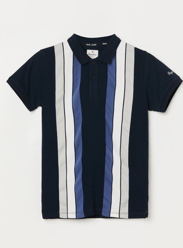 PEPE JEANS Boys Striped Polo T-shirt