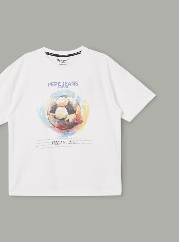 PEPE JEANS Boys Football Print T-shirt