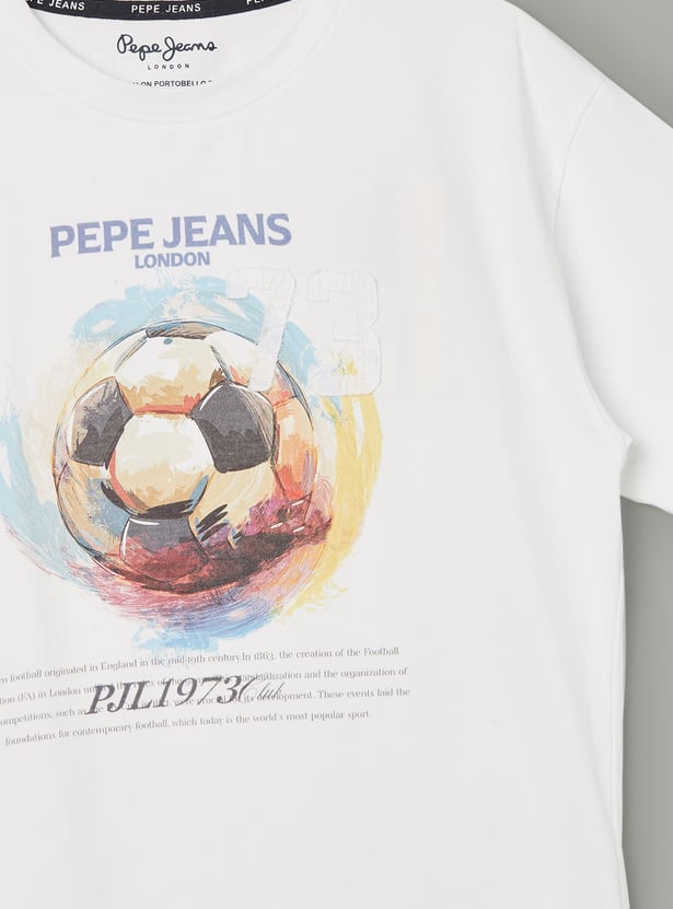 PEPE JEANS Boys Football Print T-shirt