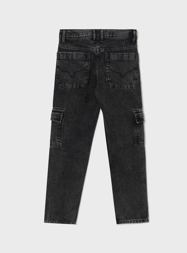 PEPE JEANS Boys Dark Washed Comfort Fit Cargo Jeans