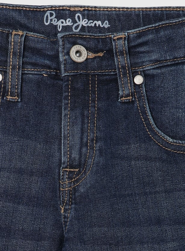 PEPE JEANS Boys Washed Distressed Slim Fit Jeans