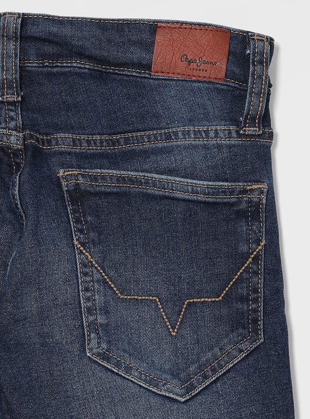 PEPE JEANS Boys Washed Distressed Slim Fit Jeans