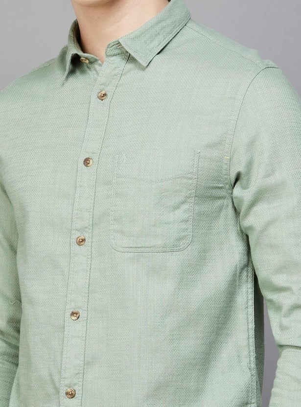 INDIAN TERRAIN Textured Chiselled Shirt (Slim Fit)