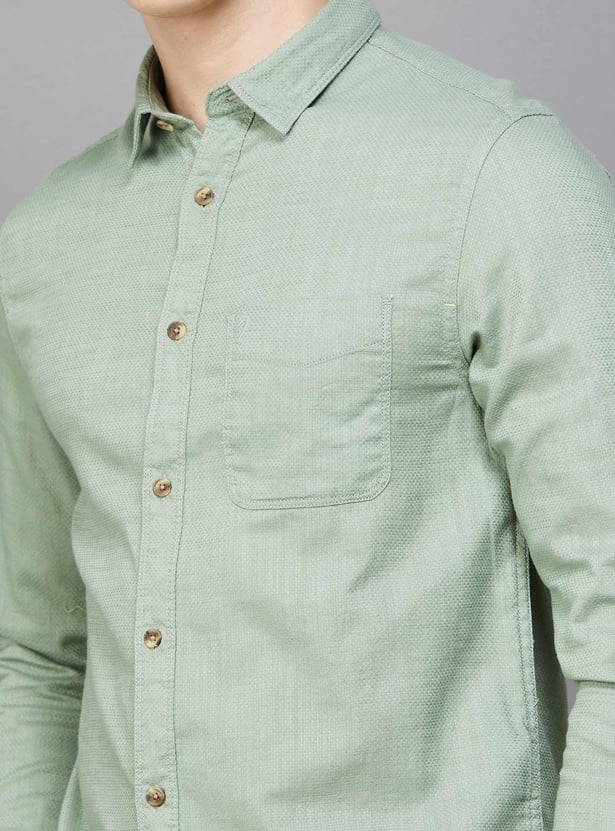 INDIAN TERRAIN Textured Chiselled Shirt (Slim Fit)