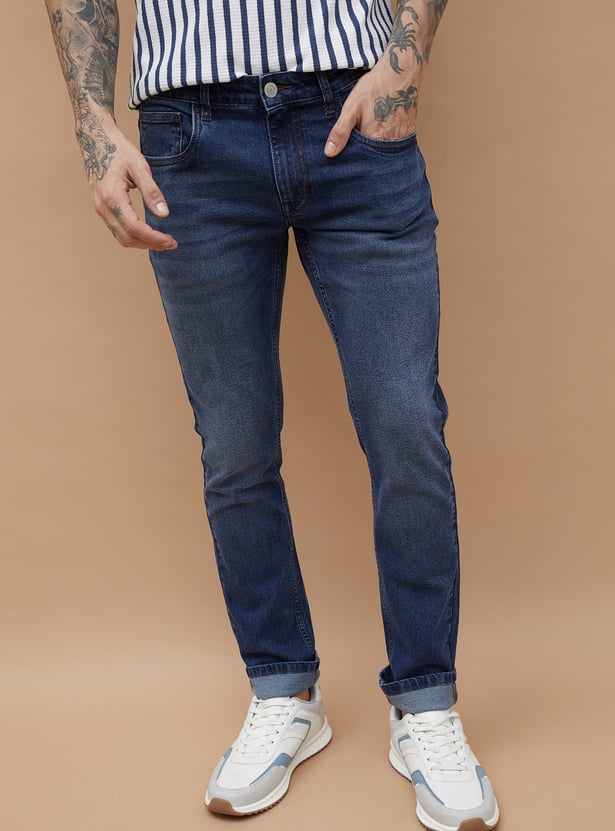 FAME FOREVER Mid-Washed Slim Tapered Jeans