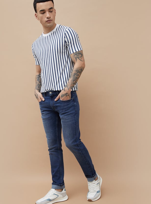 FAME FOREVER Mid-Washed Slim Tapered Jeans