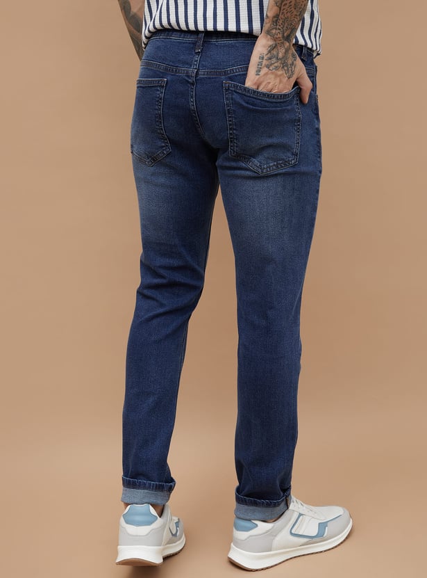 FAME FOREVER Mid-Washed Slim Tapered Jeans
