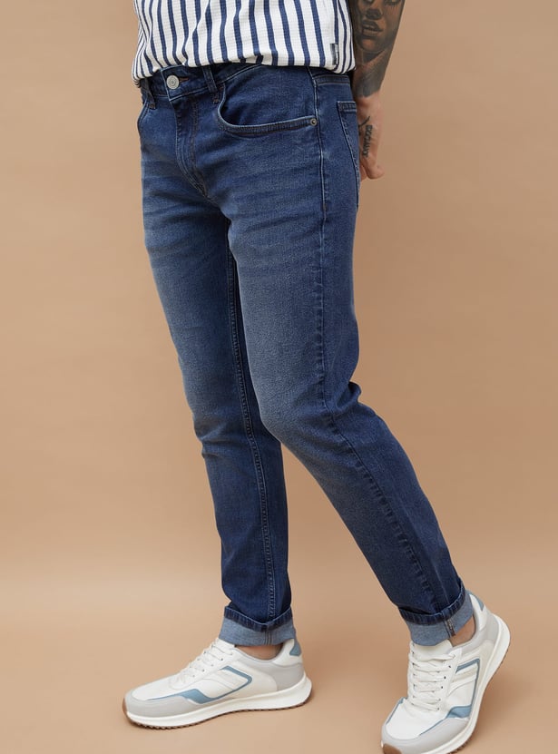 FAME FOREVER Mid-Washed Slim Tapered Jeans