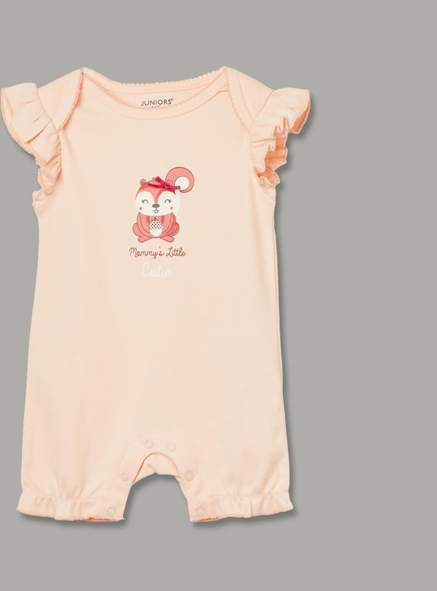 JUNIOR BABY Girls Printed Rompers - Pack of 3