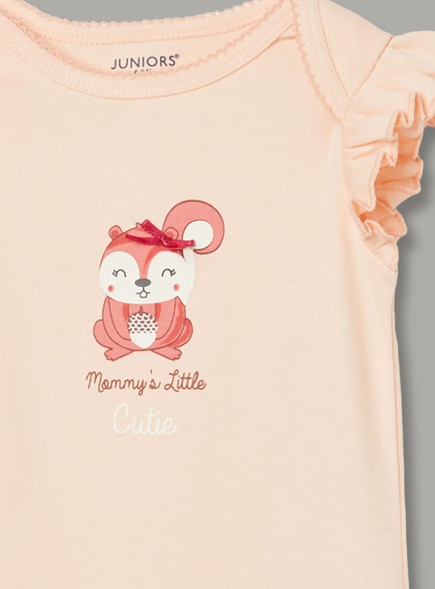 JUNIOR BABY Girls Printed Rompers - Pack of 3