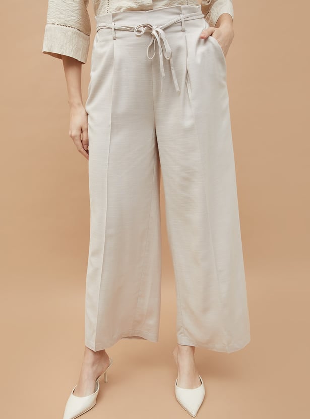 CODE Textured Wide Leg Trousers
