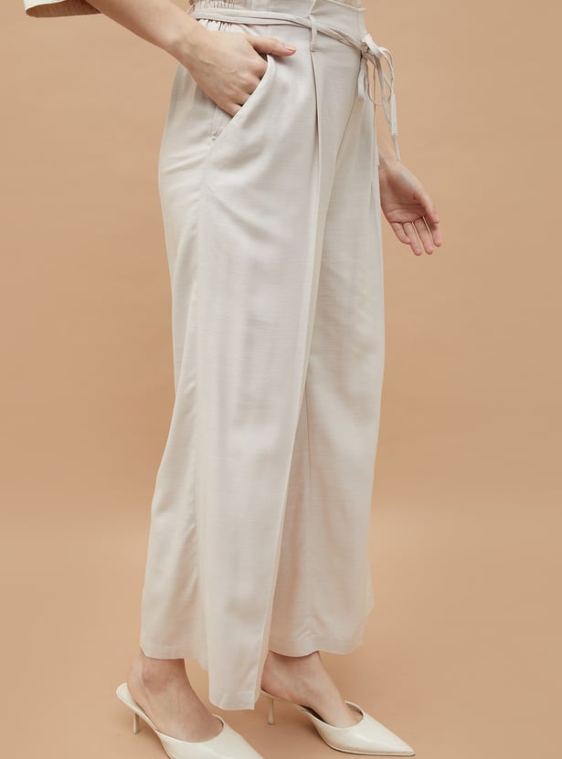 CODE Textured Wide Leg Trousers