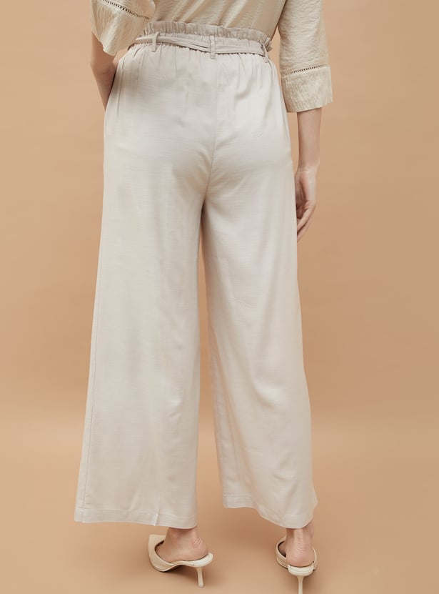 CODE Textured Wide Leg Trousers
