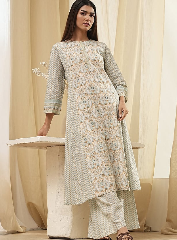 BIBA Ethnic Motif Print Kalidar Kurta Set