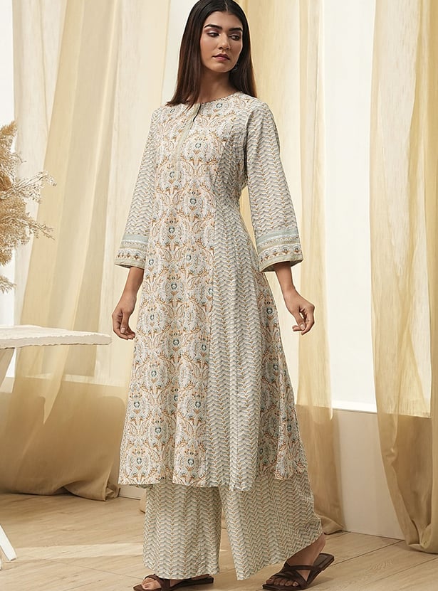 BIBA Ethnic Motif Print Kalidar Kurta Set