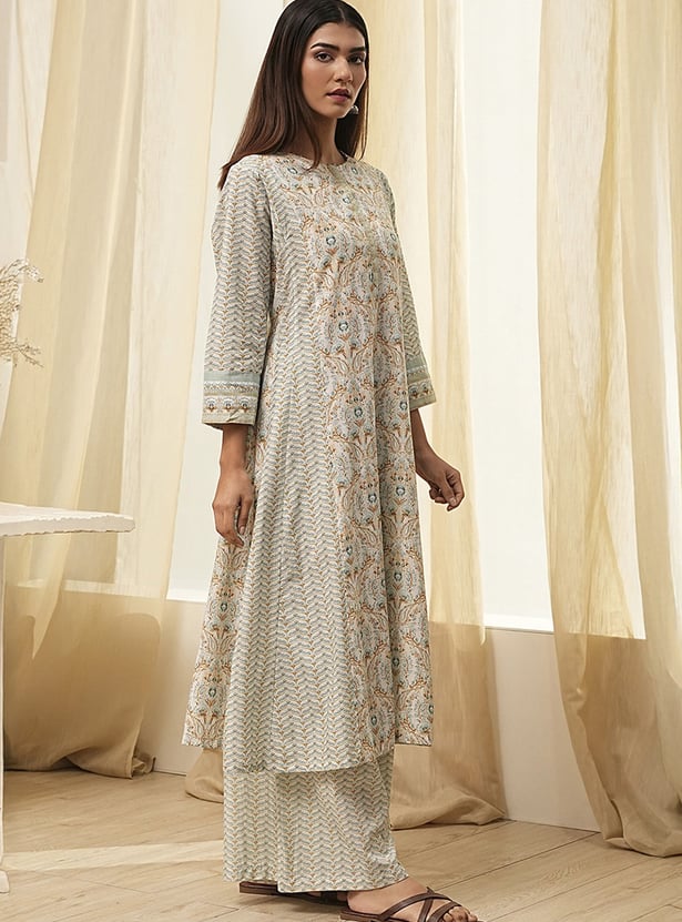 BIBA Ethnic Motif Print Kalidar Kurta Set
