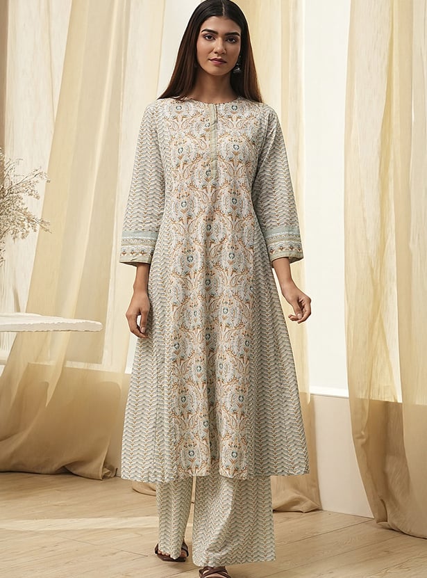 BIBA Ethnic Motif Print Kalidar Kurta Set