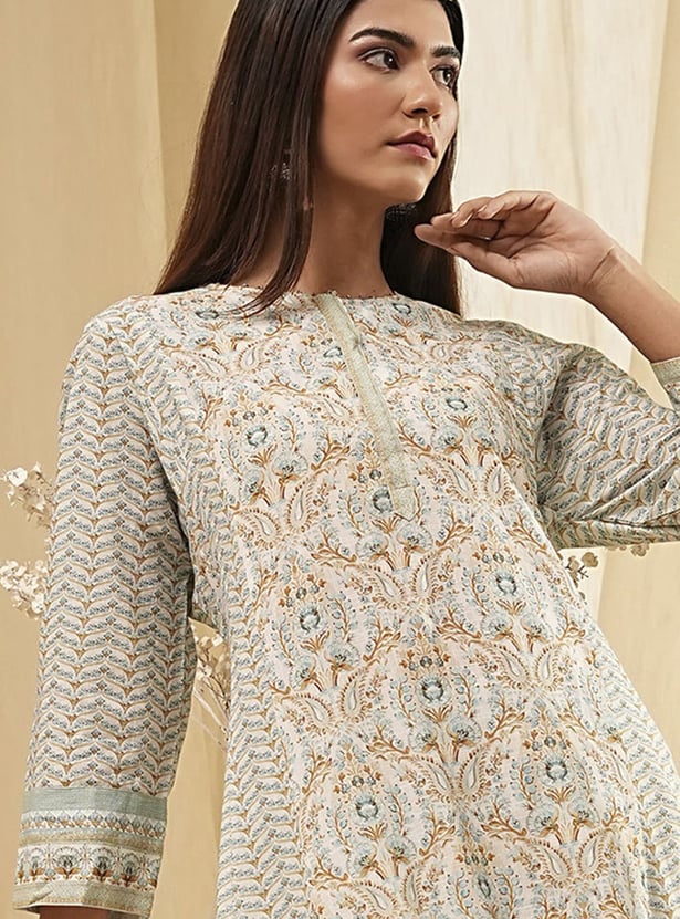 BIBA Ethnic Motif Print Kalidar Kurta Set