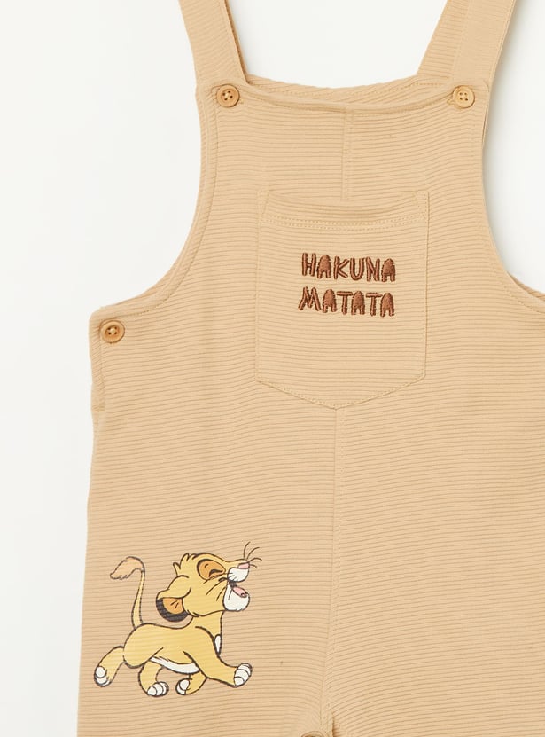 JUNIORS Boys The Lion King Print Dungaree with Tie-Dye T-shirt