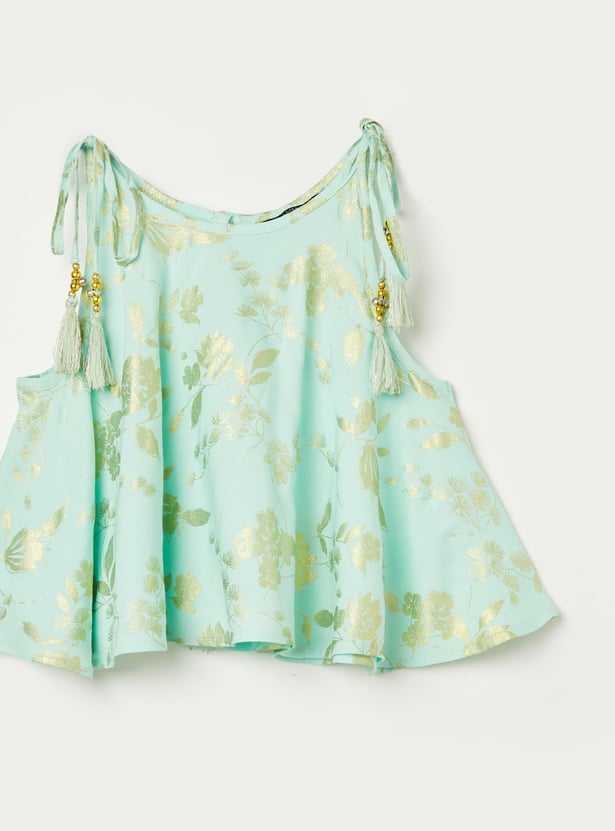 MELANGE Girls Floral Print Tunic Set