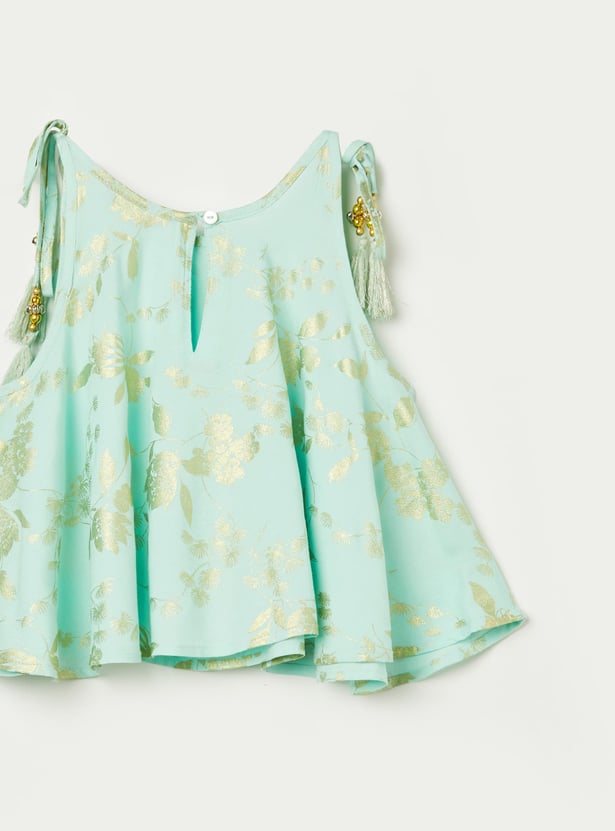 MELANGE Girls Floral Print Tunic Set
