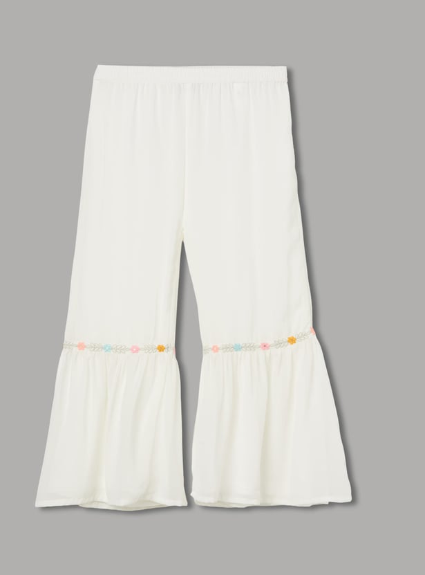 MELANGE Girls Embroidered Straight Kurta Set