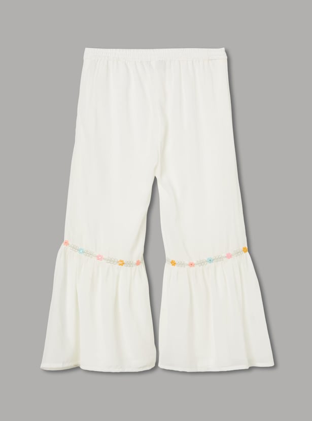 MELANGE Girls Embroidered Straight Kurta Set