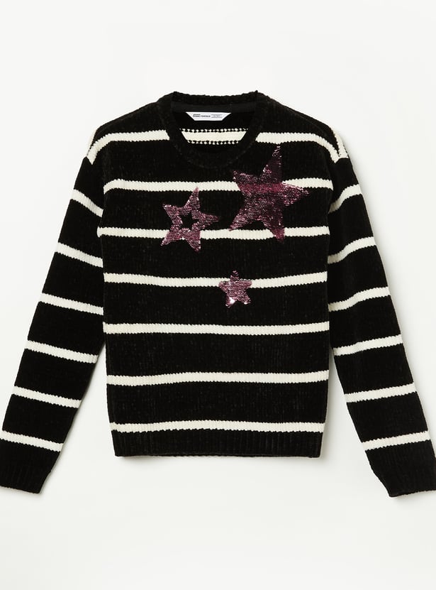 FAME FOREVER Girls Sequin Embellished Sweater