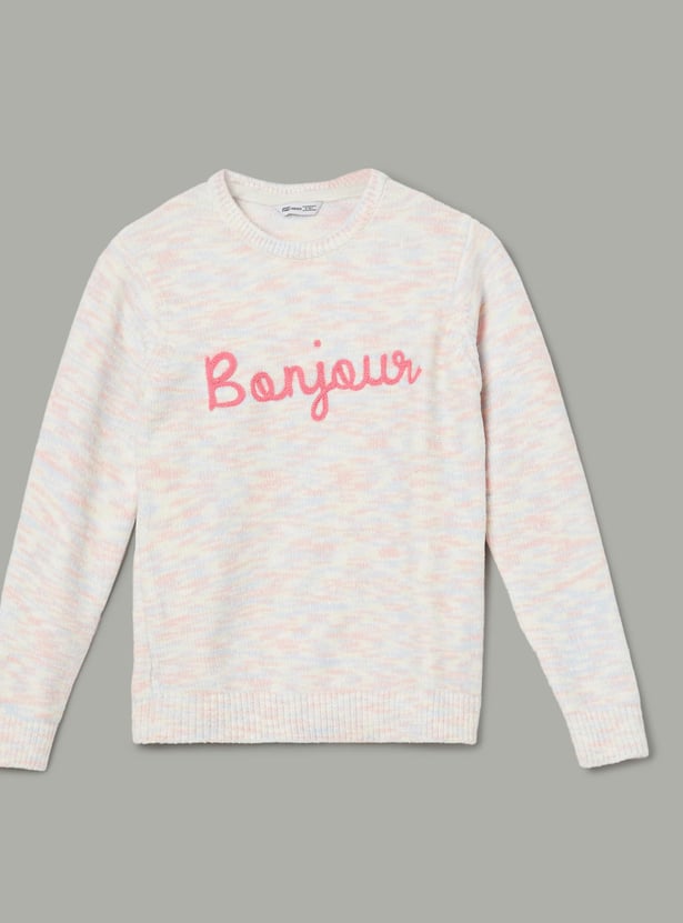 FAME FOREVER Girls Embroidered Sweater