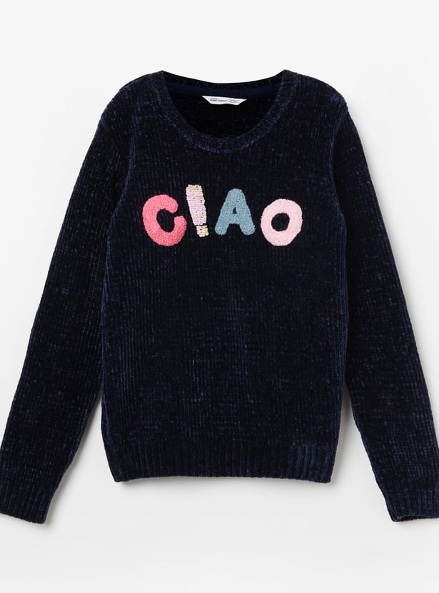 FAME FOREVER Girls Embroidered Sweater