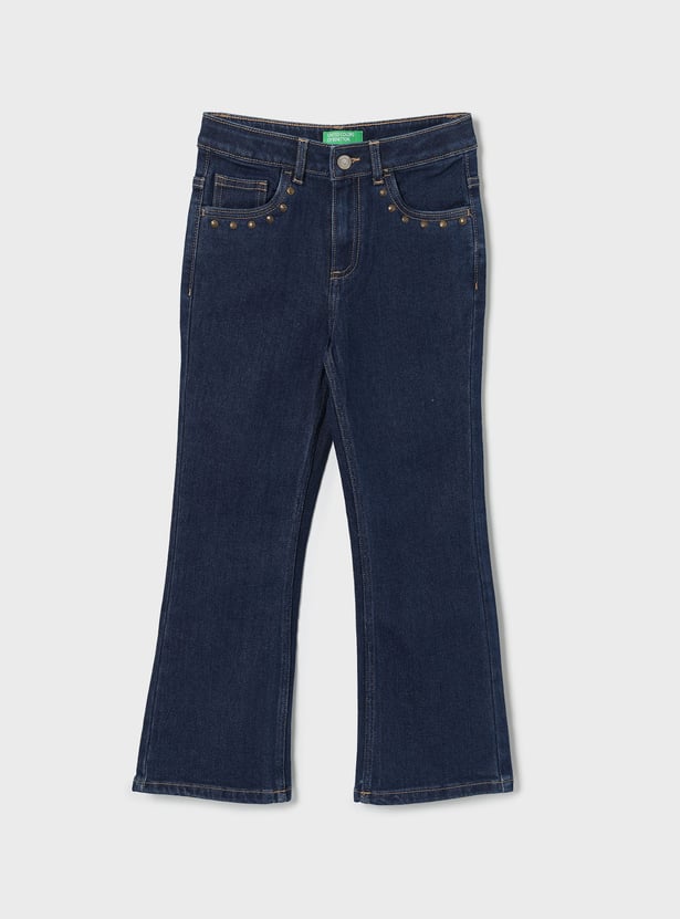 UNITED COLORS OF BENETTON Girls Darkwashed Bootcut Fit Jeans