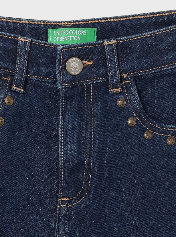UNITED COLORS OF BENETTON Girls Darkwashed Bootcut Fit Jeans