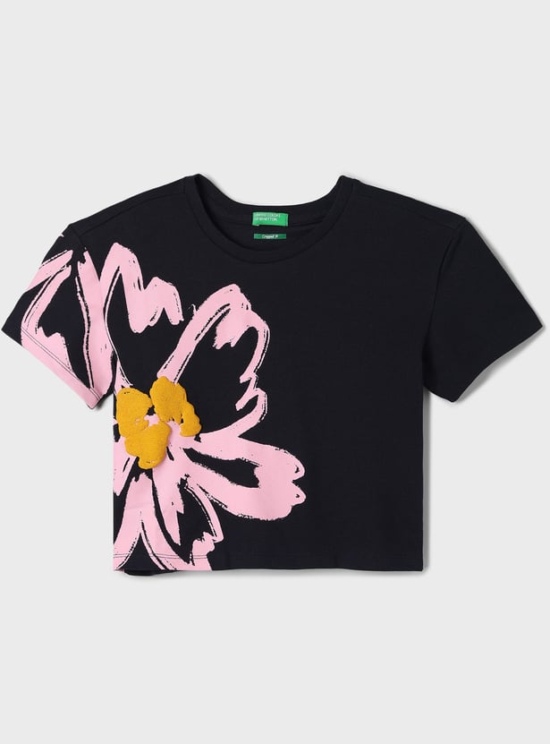 UNITED COLORS OF BENETTON Girls Floral Print T-shirt