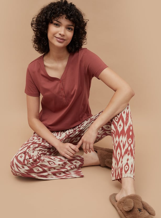 GINGER Ikat Print Night Suit