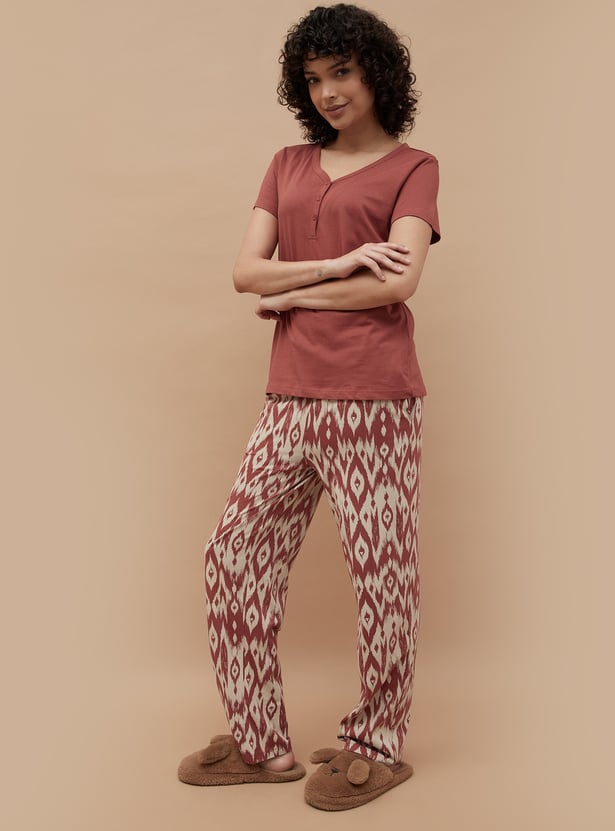 GINGER Ikat Print Night Suit