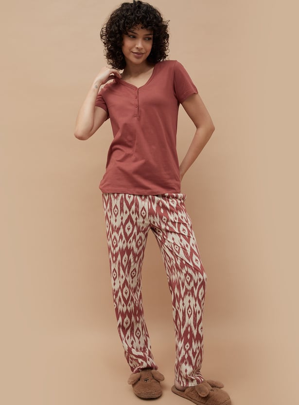 GINGER Ikat Print Night Suit