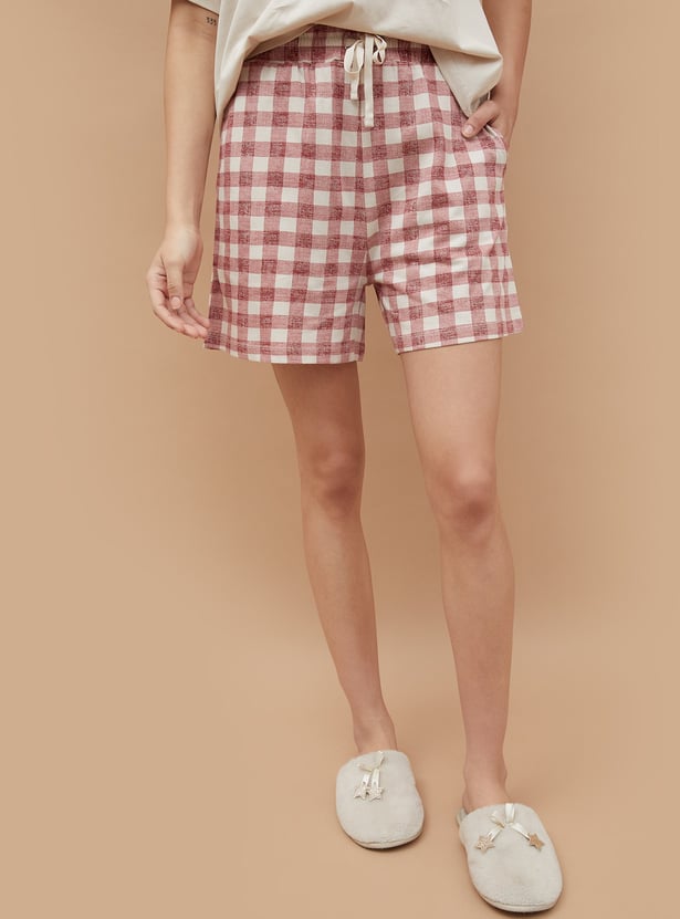 GINGER Checked Elasticated Shorts
