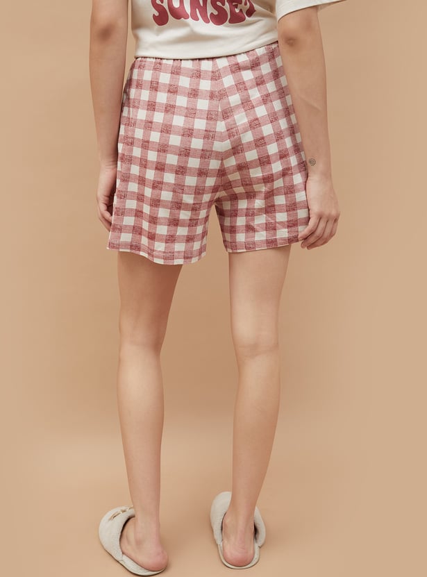GINGER Checked Elasticated Shorts