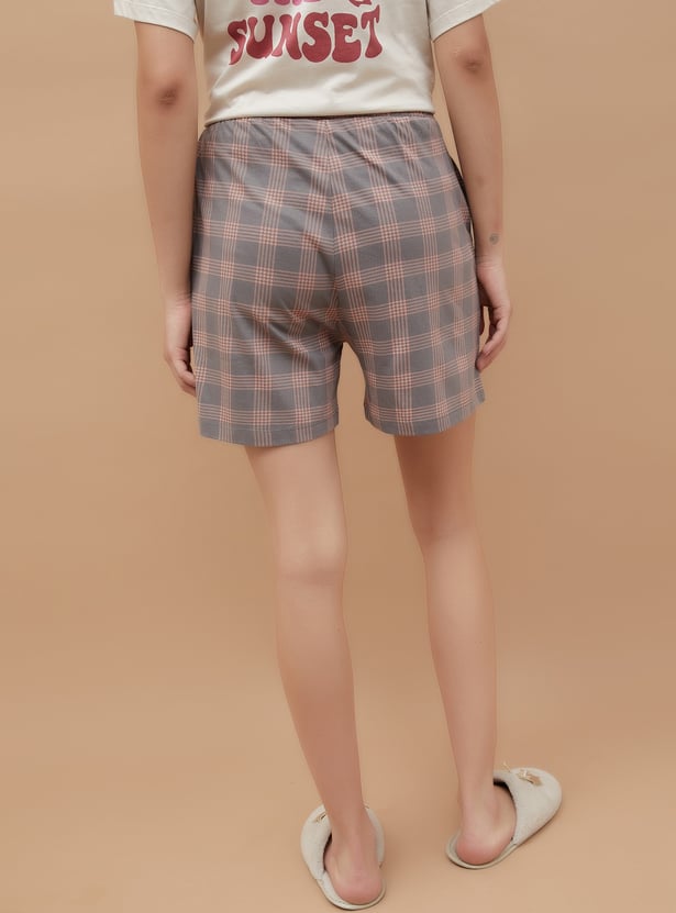 GINGER Checked Elasticated Shorts
