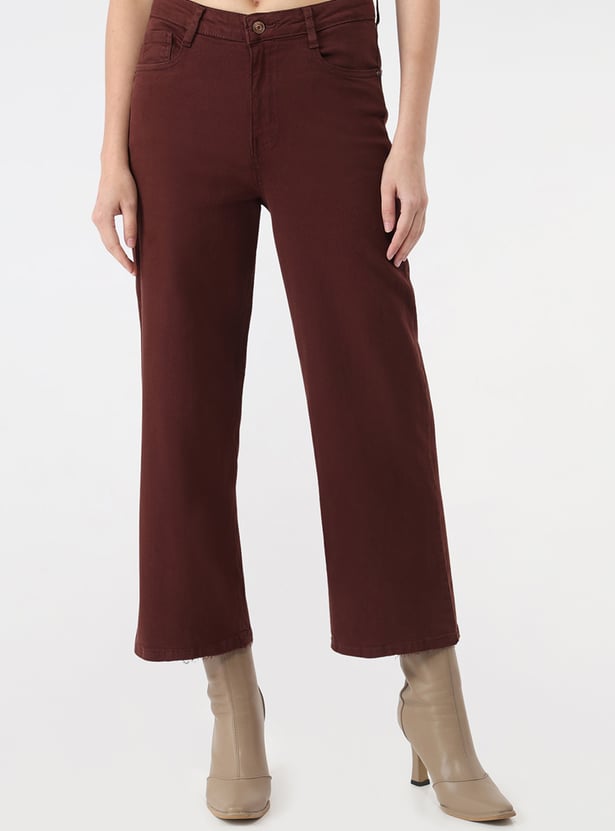 KRAUS Solid Wide Leg Crop Jeans