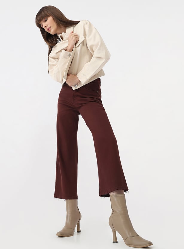 KRAUS Solid Wide Leg Crop Jeans