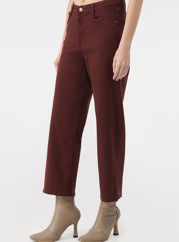 KRAUS Solid Wide Leg Crop Jeans