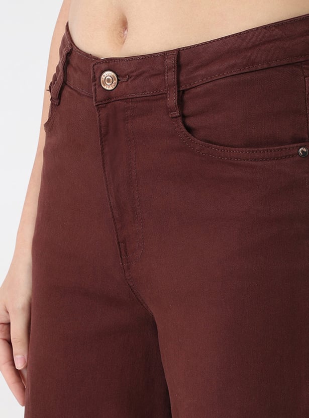 KRAUS Solid Wide Leg Crop Jeans