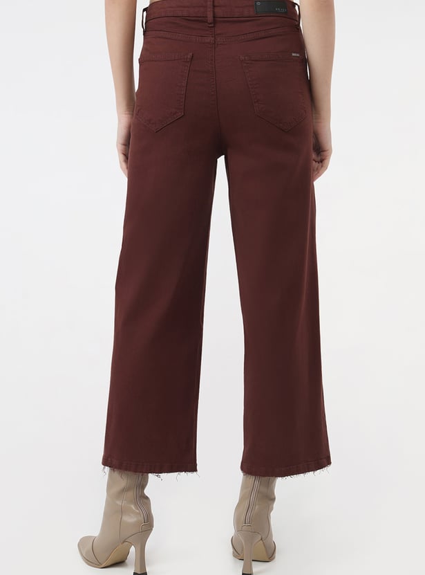 KRAUS Solid Wide Leg Crop Jeans