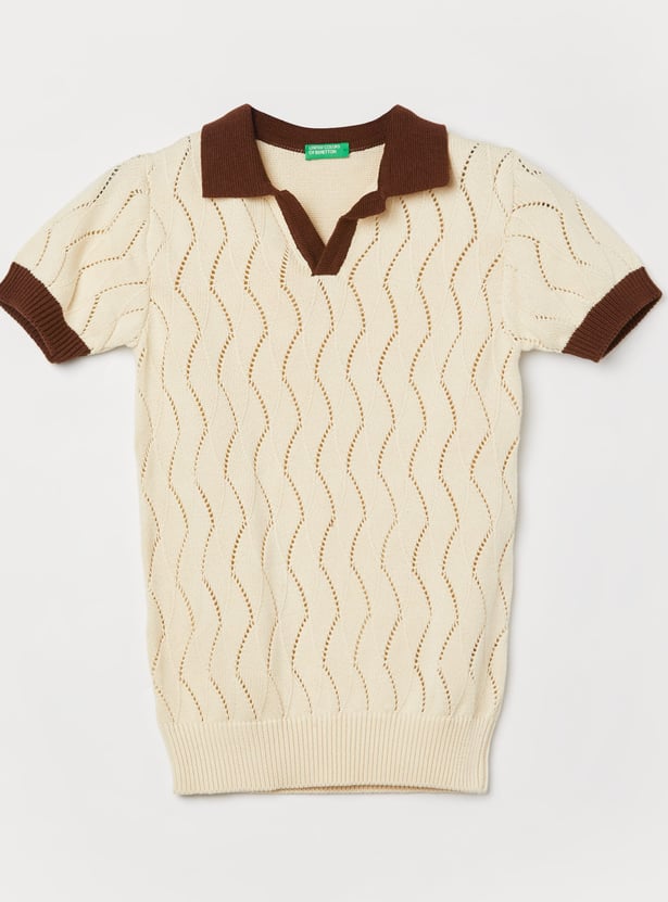 UNITED COLORS OF BENETTON Boys Knitted Johnny Collar Sweater
