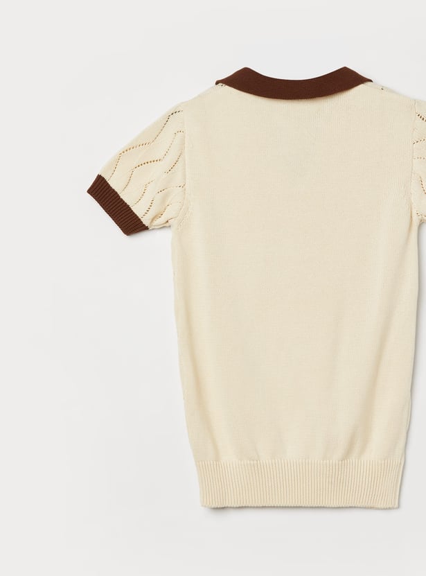 UNITED COLORS OF BENETTON Boys Knitted Johnny Collar Sweater
