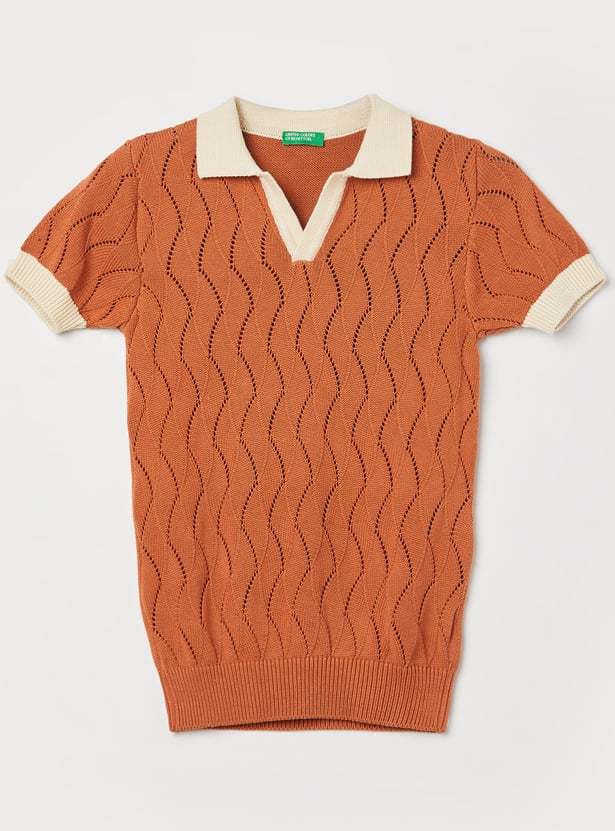 UNITED COLORS OF BENETTON Boys Knitted Johnny Collar Sweater